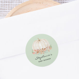 Fall Pumpkin Baby Shower Classic Round Sticker