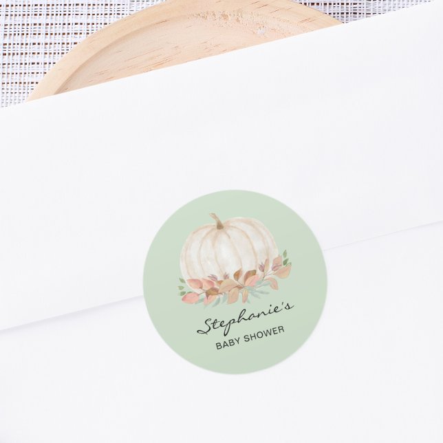 Fall Pumpkin Baby Shower  Classic Round Sticker (Creator Uploaded)