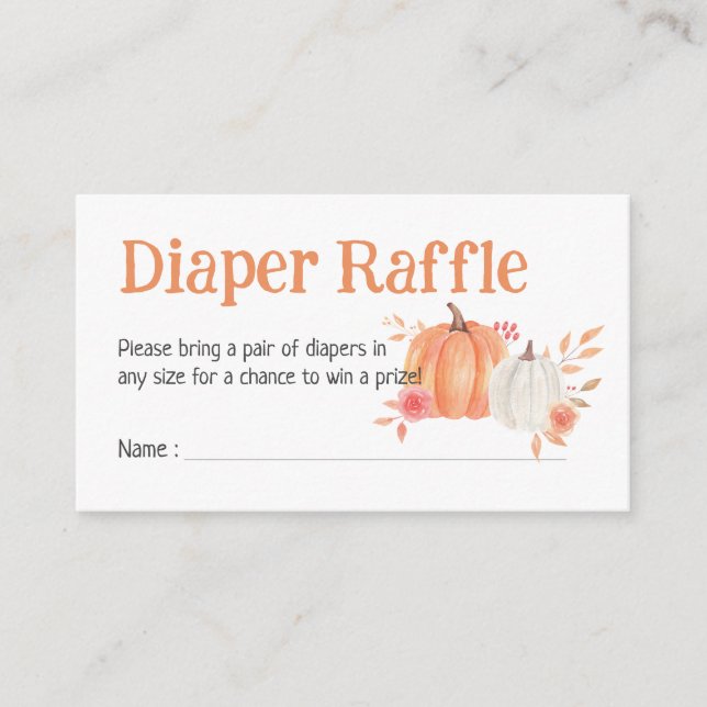Fall Pumpkin Baby Shower Diaper Raffle Enclosure Card (Front)