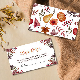Fall Pumpkin Baby Shower Diaper Raffle Enclosure Card