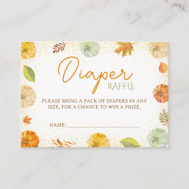 Fall Pumpkin Baby Shower Diaper Raffle Enclosure Card (Front)