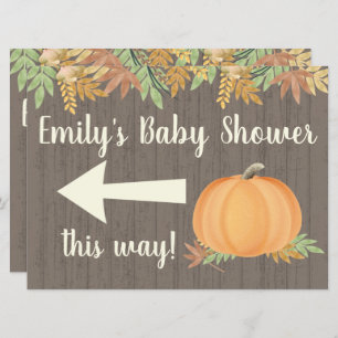 Fall Pumpkin Baby Shower Direction Sign Invitation