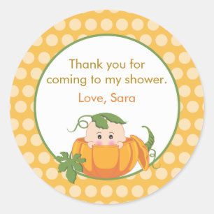Fall Pumpkin Baby Shower Favour Sticker