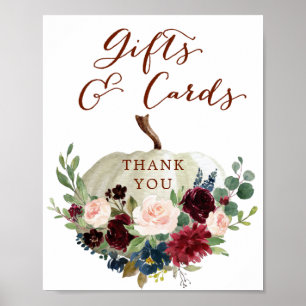Fall Pumpkin Baby Shower Gifts & Cards Sign