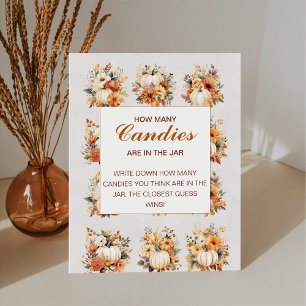 Fall Pumpkin Baby Shower Guess How Many Candies Pedestal Sign