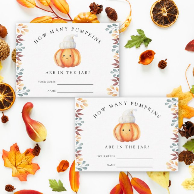 Fall Pumpkin Baby shower Guess how many pumpkins Enclosure Card (Creator Uploaded)