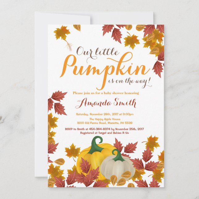 Fall Pumpkin Baby Shower invitation (Front)