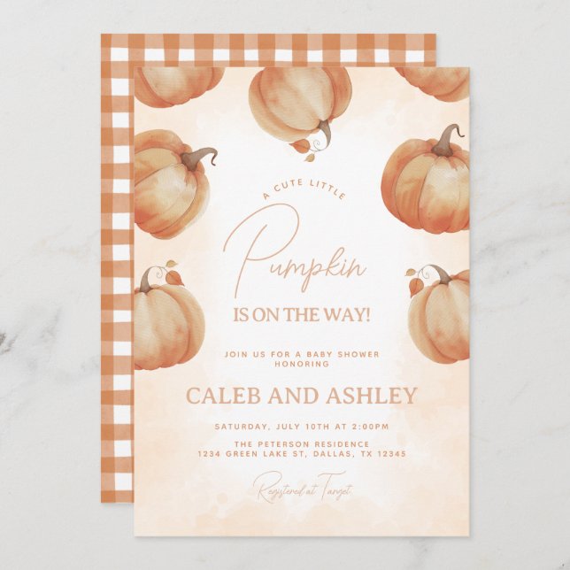 Fall Pumpkin Baby Shower Invitation (Front/Back)
