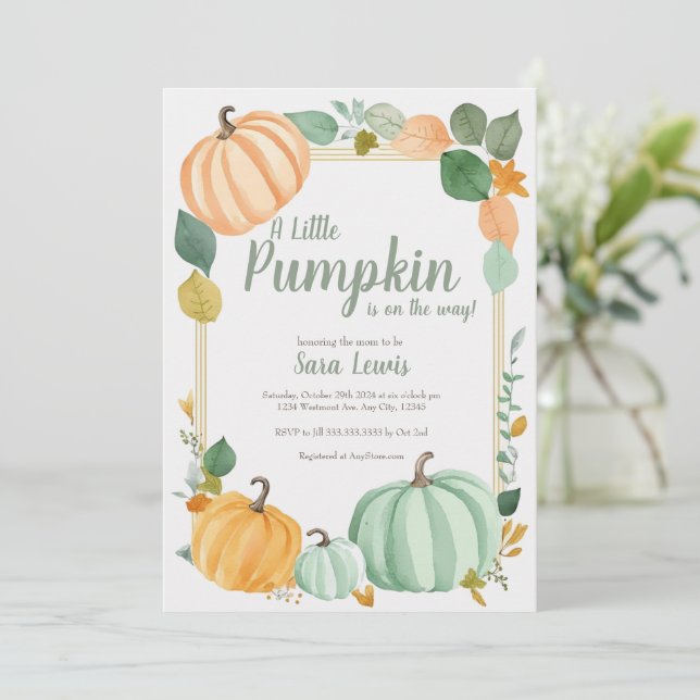 Fall pumpkin Baby shower invitation (Standing Front)