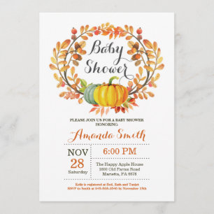 Fall Pumpkin Baby Shower Invitation Card