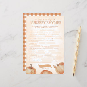 Fall Pumpkin Baby Shower Nursery Rhyme Game