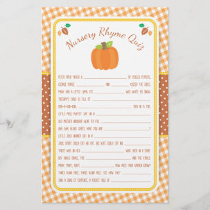 Fall Pumpkin Baby Shower Nursery Rhyme Quiz Game Flyer