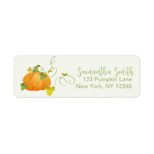 FALL PUMPKIN BABY SHOWER RETURN ADDRESS LABEL