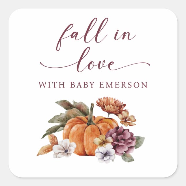 Fall Pumpkin Baby Shower Stickers (Front)