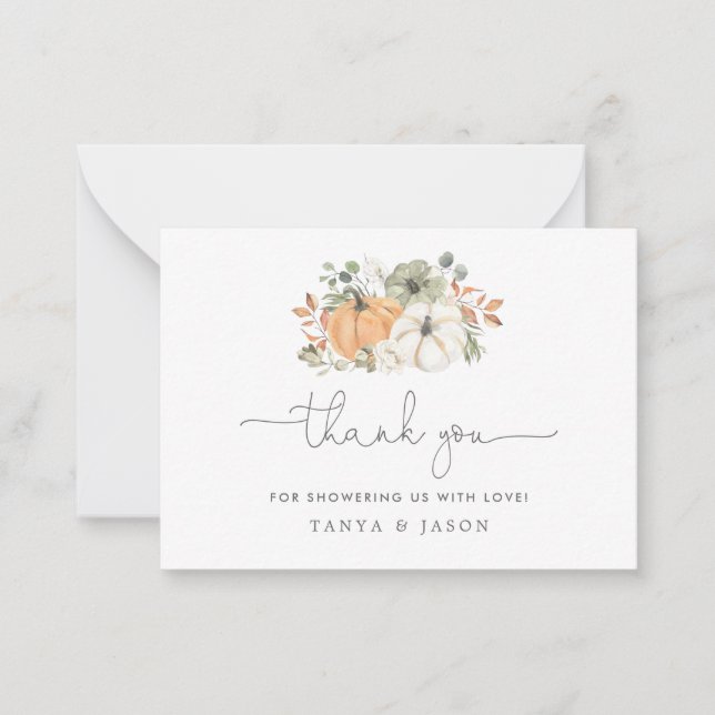 Fall Pumpkin Baby Shower Thank You Card (Front)