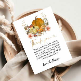 Fall pumpkin baby shower thank you card