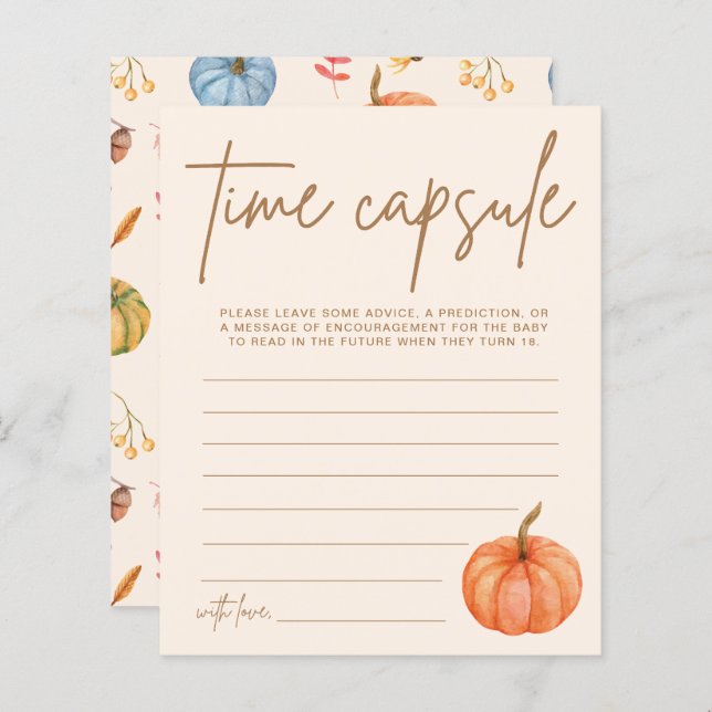 Fall Pumpkin Baby Shower Time Capsule Card (Front/Back)