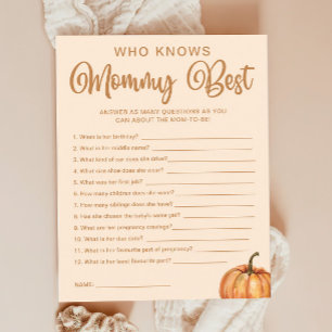 Fall Pumpkin Baby Shower Who Knows Mummy Best Game