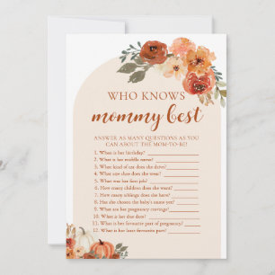 Fall Pumpkin Baby Shower Who Knows Mummy Best Game Invitation