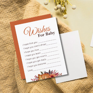 Fall Pumpkin Baby Shower Wishes For Baby Card