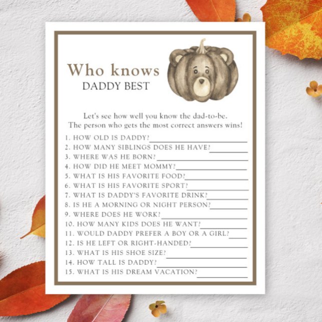 Fall Pumpkin Bear - Who knows Daddy best game (Creator Uploaded)
