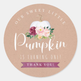 Fall Pumpkin Birthday Favour Sticker Custom Age