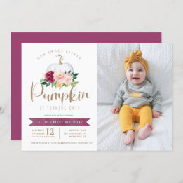 Fall Pumpkin Birthday Photo Invitation Custom Age