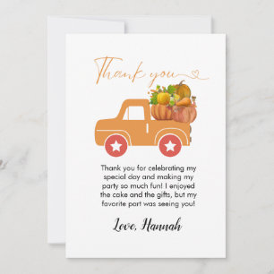 Fall pumpkin birthday thank you card