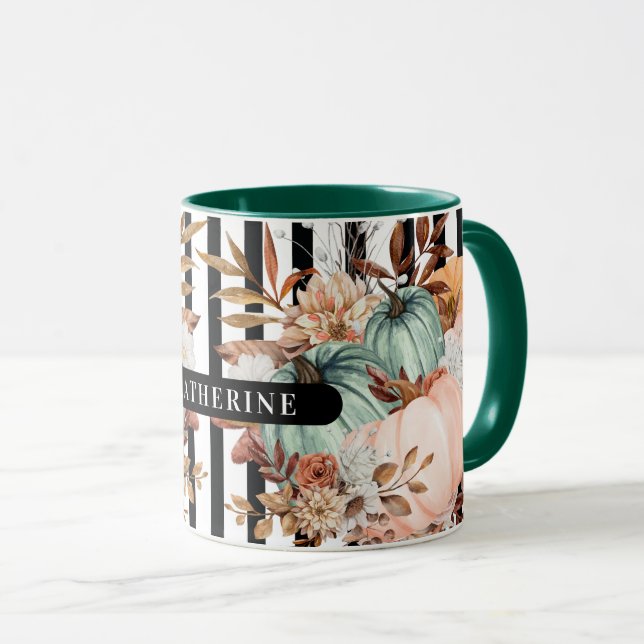 Fall Pumpkin - Black and white stripes Pumpkins Mug (Front Right)