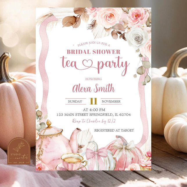 Fall Pumpkin Boho Coquette  Bridal Tea Party  Invitation (Creator Uploaded)