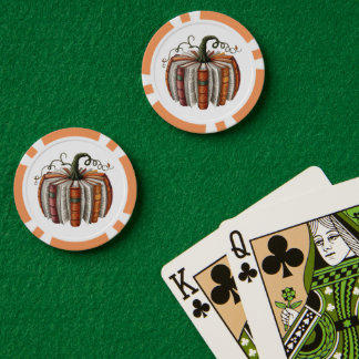 Fall Pumpkin Book Lover Booktok Halloween Poker Chips