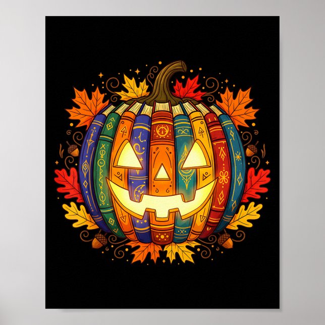 Fall Pumpkin Book Lover, Soky Librarian Teacher Ha Poster (Front)