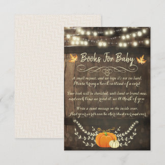 Fall Pumpkin Book Request Card, Books For Baby Invitation