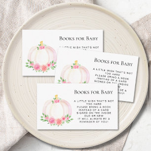 Fall Pumpkin Book Request Girl's Baby Shower Enclosure Card
