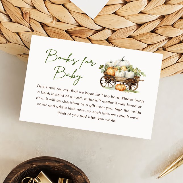 Fall Pumpkin Books for Baby Baby Shower Enclosure Card (Creator Uploaded)