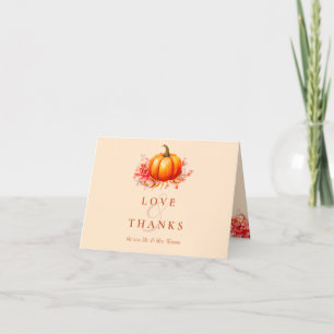 Fall Pumpkin Botanical Wedding Accommodations Thank You Card