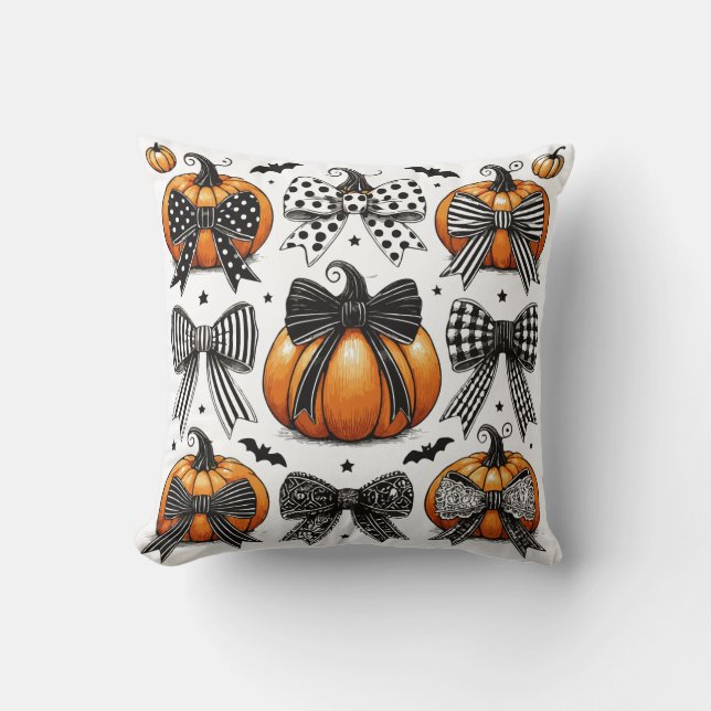 Fall Pumpkin Bow Cushion (Front)