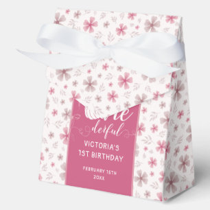 Fall Pumpkin Bow Pink Flowers Arch Birthday Favour Box