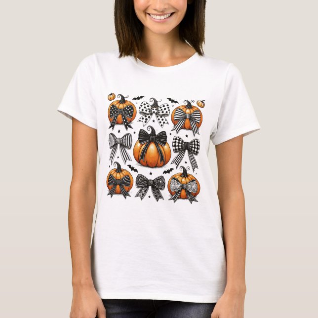Fall Pumpkin Bow T-Shirt (Front)