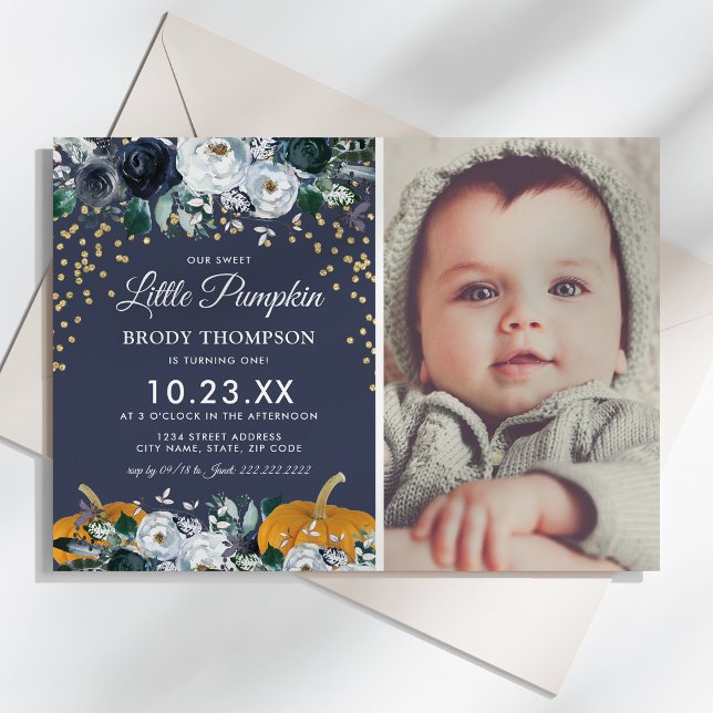 Fall Pumpkin Boy 1st Birthday Party Invitation (Creator Uploaded)