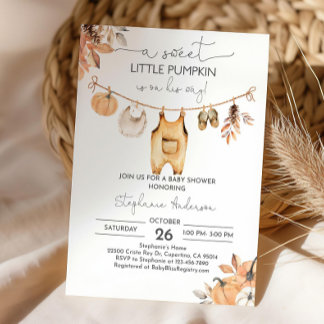 Fall Pumpkin Boy Baby Clothes Baby shower Invitati Invitation