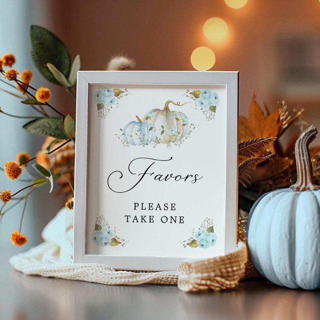 Fall Pumpkin Boy Baby Shower Favours Sign (Boy Fall Baby Shower Favors sign)