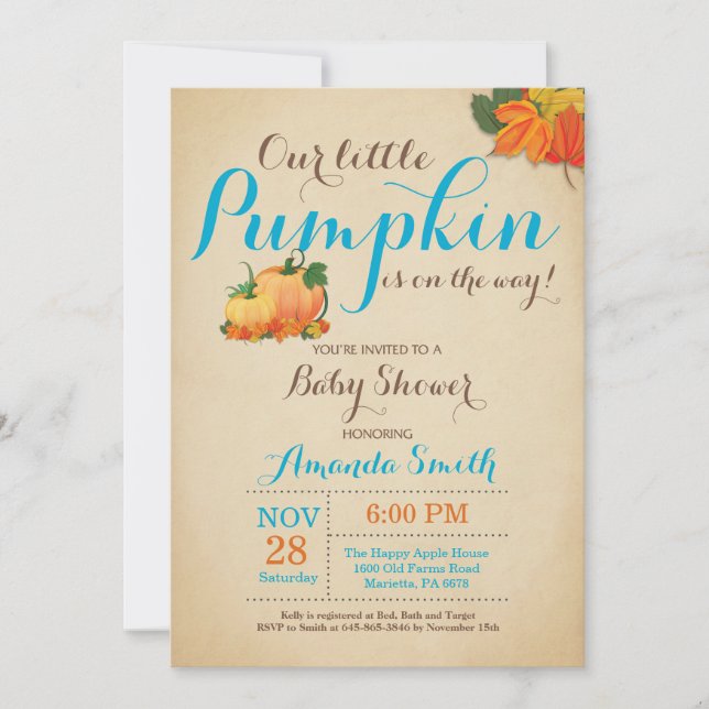 Fall Pumpkin Boy Baby Shower Invitation (Front)