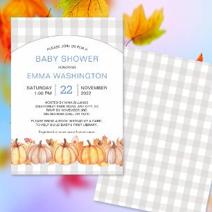 Fall pumpkin boy baby shower invites
