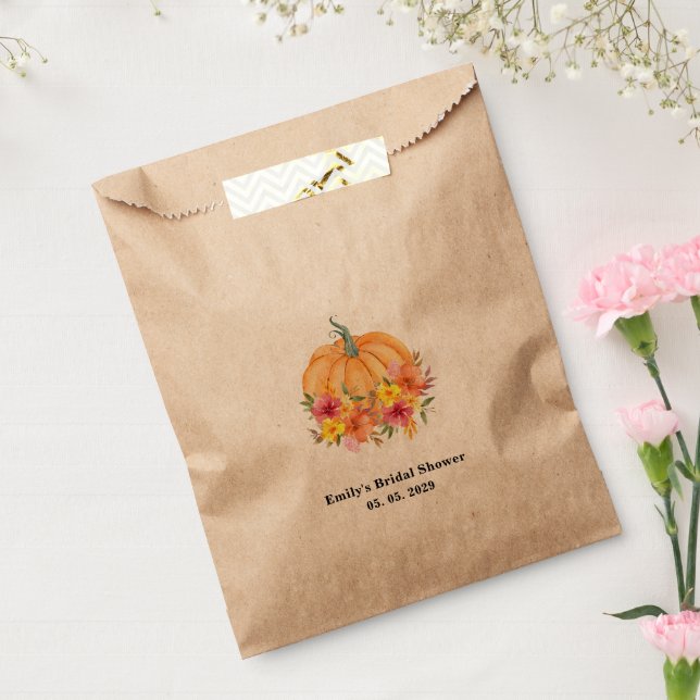 Fall Pumpkin Bridal Shower Kraft Favour Bag (Sealed)