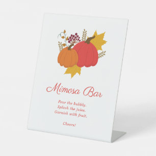 Fall Pumpkin Bridal Shower Mimosa Bar Pedestal Sign