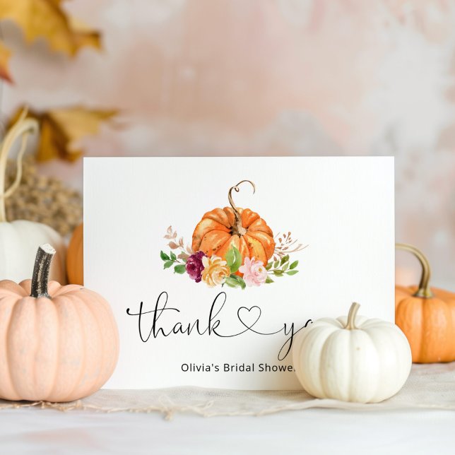 Fall pumpkin bridal shower thank you card (Creator Uploaded)
