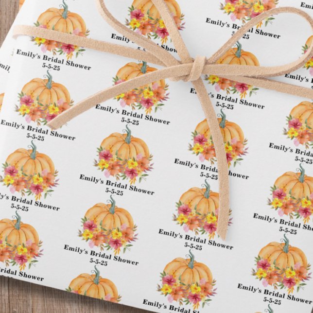 Fall Pumpkin Bridal Shower  Wrapping Paper Sheet (Creator Uploaded)