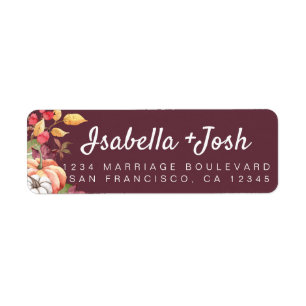 Fall Pumpkin Burgundy Wedding Return Address Label