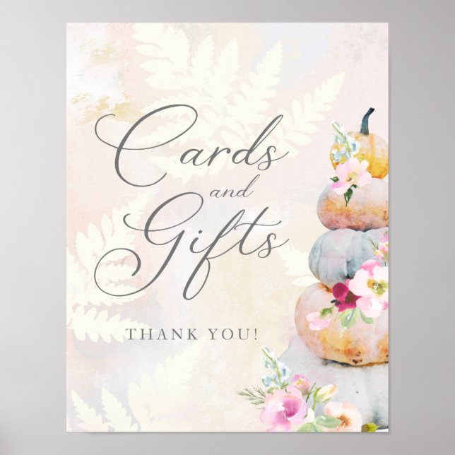 Fall Pumpkin Cards and Gifts Sign Poster (Front)